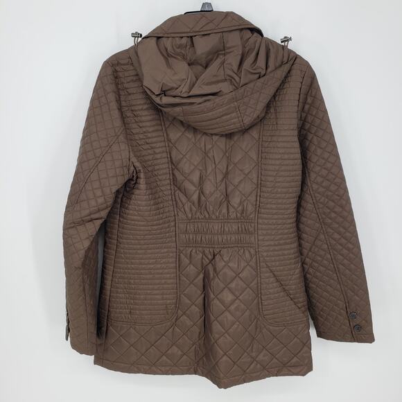 Calvin Klein Hooded Diamond Quilted Lightweight Jacket M Women's Taupe Brown - Picture 2 of 11